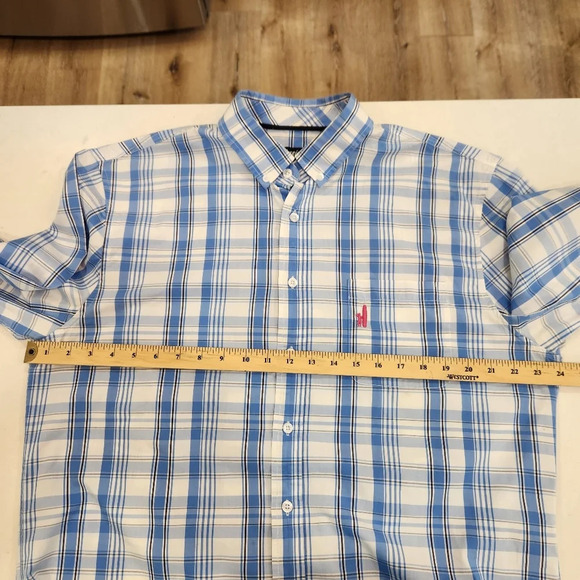 Johnnie O Shirt Mens XL Blue White Plaid Button Down West Coast Prep Surfer - Picture 11 of 14